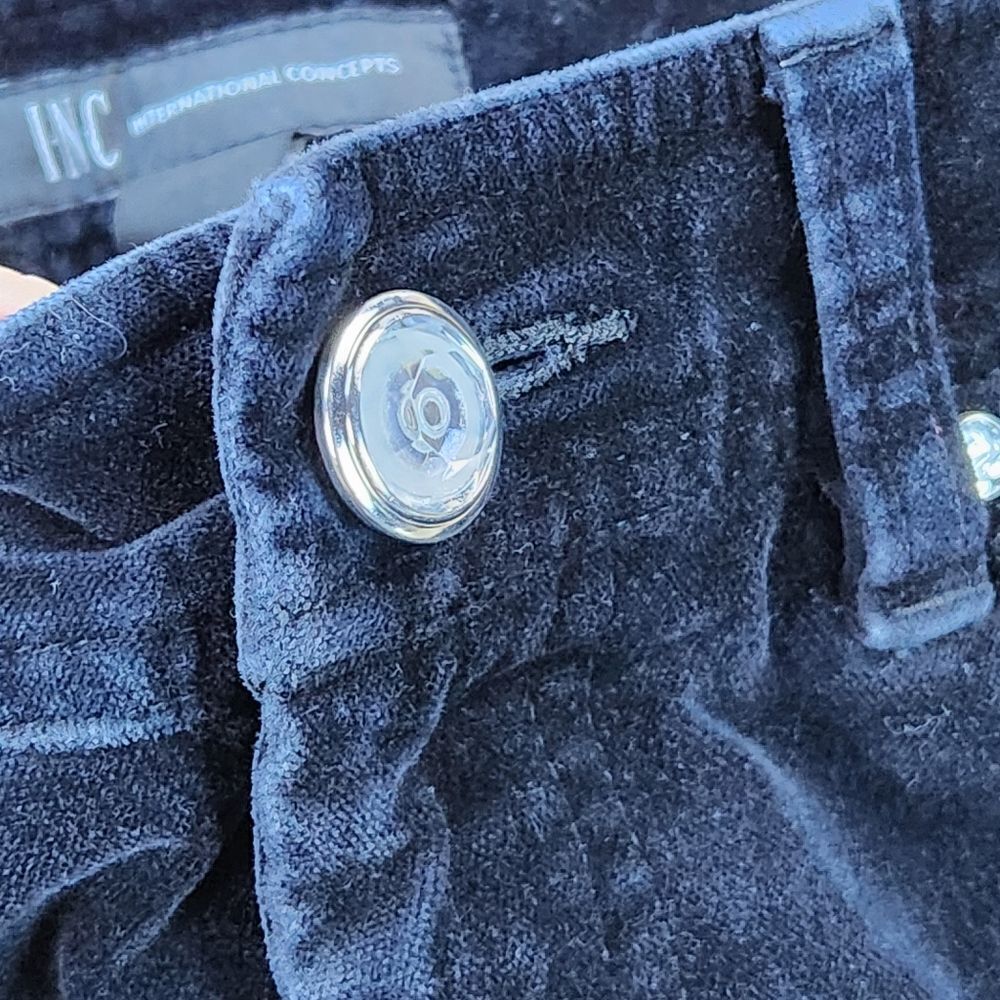 ☔️🔹️INC Bluish Black Velour Luxe Bootcut Pants Size 4/27 - Picture 8 of 13